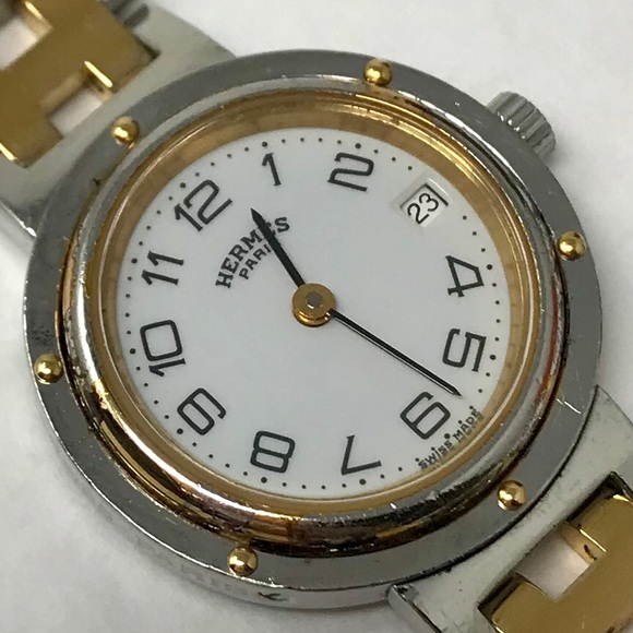 *SOLD* Hermès Steel & Gold Clipper in Leather Case - Picture 3 of 14